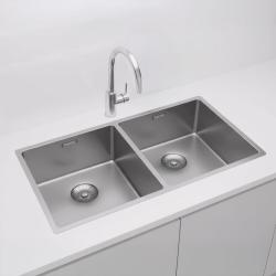 Pure.Sink Prestige Double Stainless Steel Sink 82x40 cm 10mm radius undermount, flush-mount and top-mount PPG404040-02