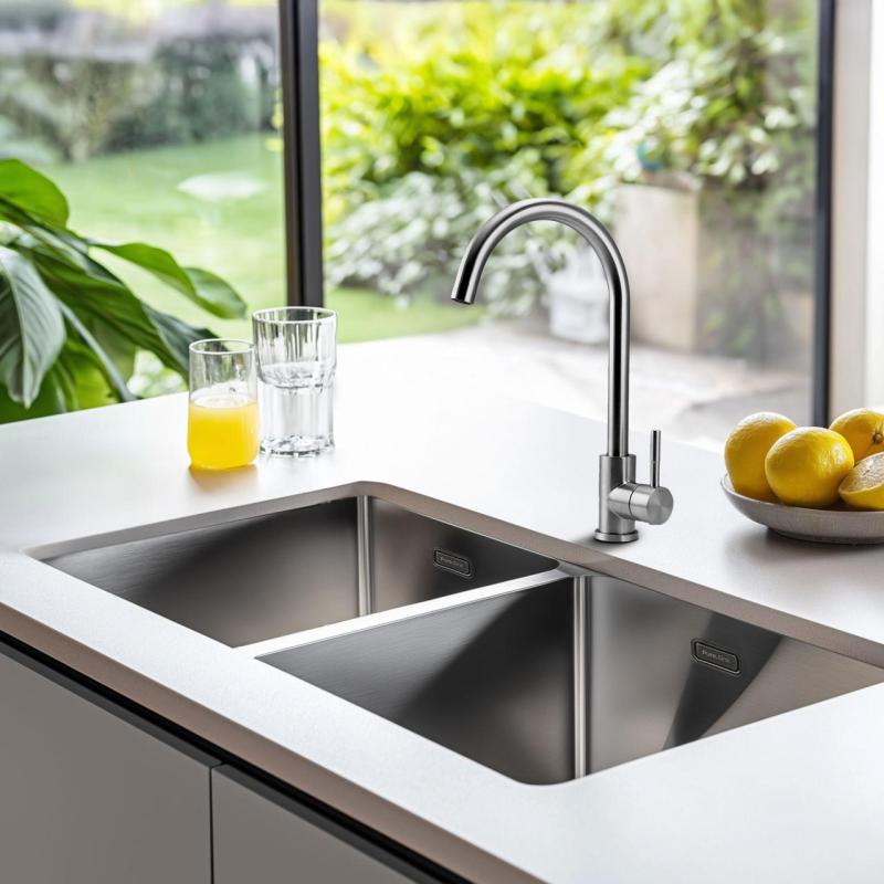 Pure.Sink Prestige Double Stainless Steel Sink 82x40 cm 10mm radius undermount, flush-mount and top-mount PPG404040-02