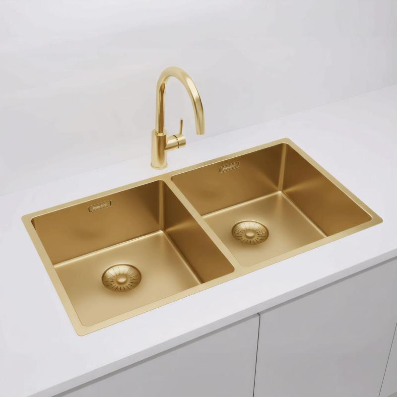 Pure.Sink Prestige Double Golden sink 82x40 cm 10mm radius undermount, flush mount and top mount PPG404040-60