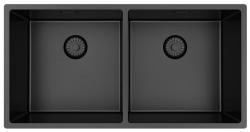 Pure.Sink Prestige Double Gun metal sink 82x40 cm 10mm radius undermount, flush mount and top mount PPG404040-61