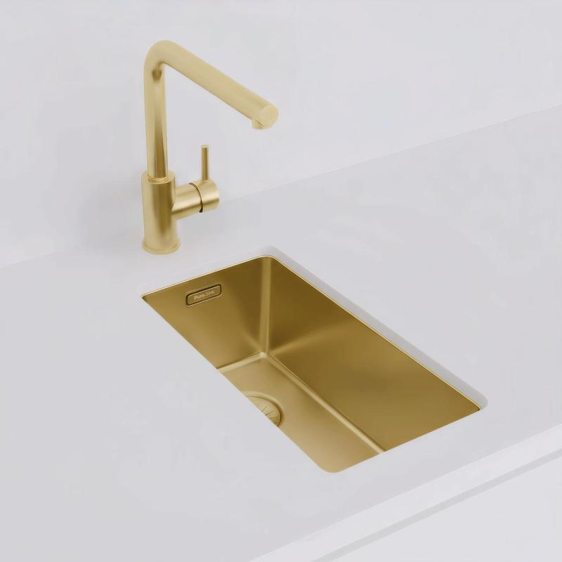 Pure.Sink Exclusivo small Gold sink 18x40 cm 10mm radius undermount, flush mount and top mount PEX1840-60
