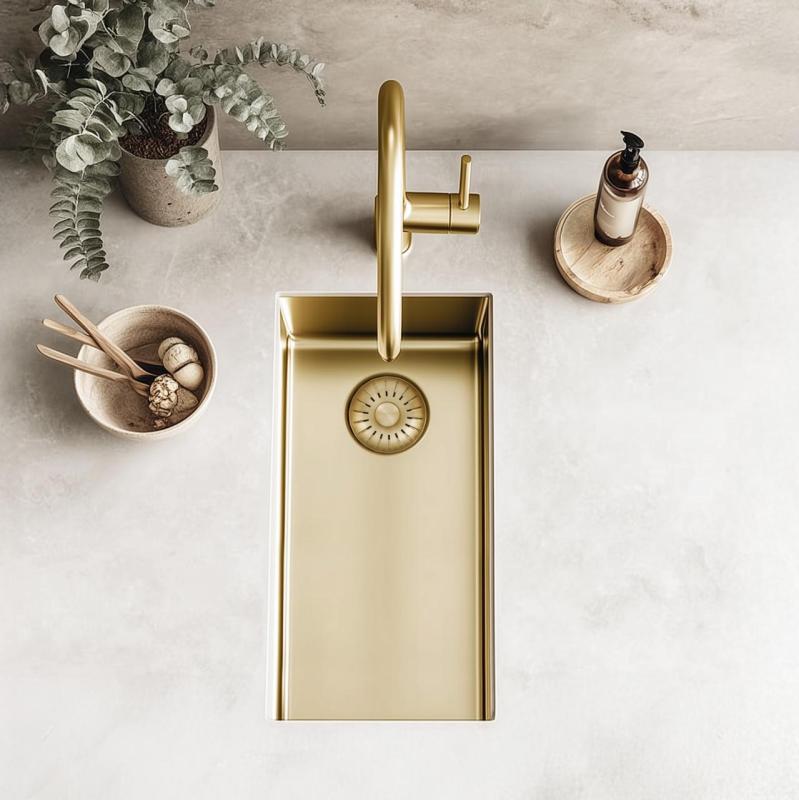 Pure.Sink Exclusivo small Gold sink 18x40 cm 10mm radius undermount, flush mount and top mount PEX1840-60