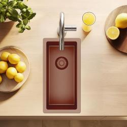 Pure.Sink Exclusive small Copper sink 18x40 cm 10mm radius undermount, flush and built-up PEX1840-62