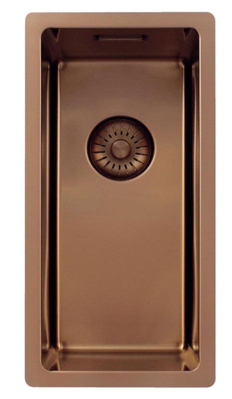 Pure.Sink Exclusivo small Copper sink 18x40 cm 10mm radius undermount, flush and built-up PEX1840-62