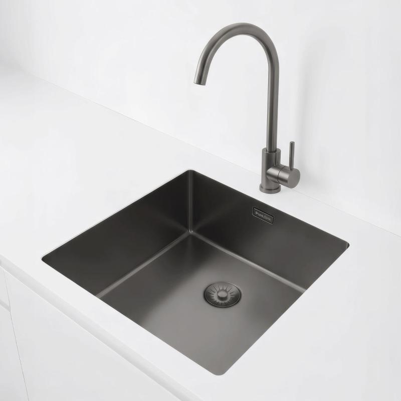 Pure.Sink Exclusivo Gun metal sink 40x40 cm 10mm radius undermount, flush mount and top mount PEX4040-61