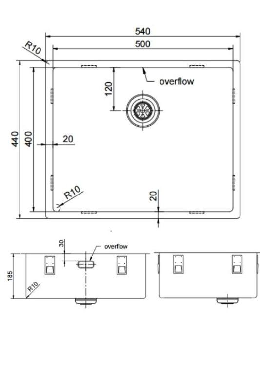 Pure.Sink Exclusivo Gun Metal Sink 50x40 cm 10mm radius undermount, flush mount and top mount PEX5040-61