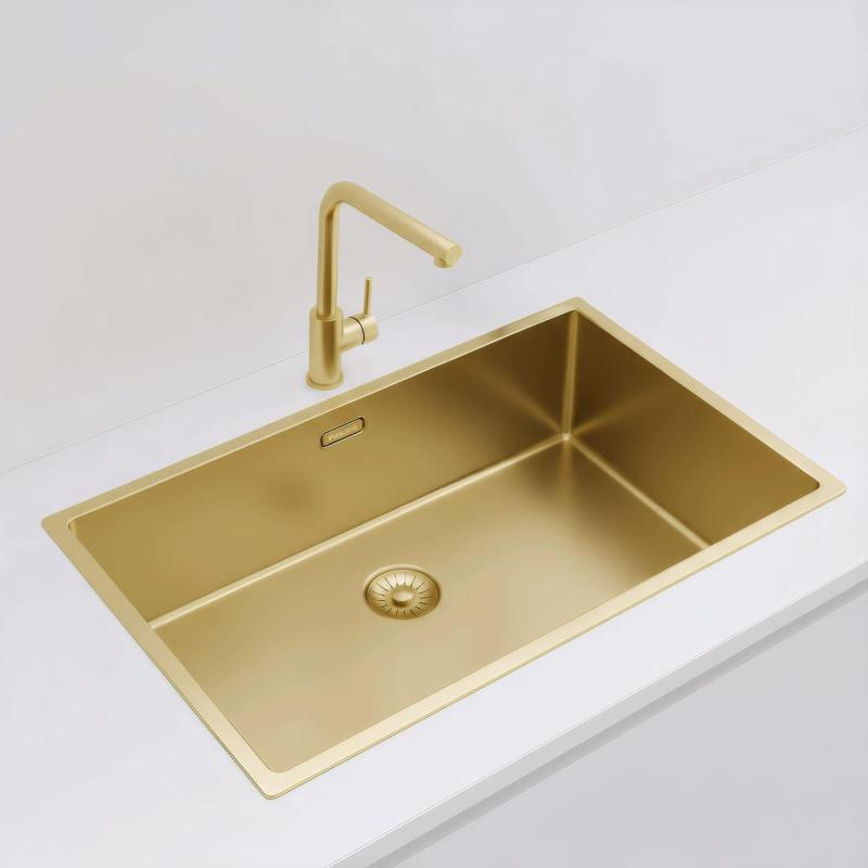 Pure.Sink Exclusivo large Gold sink 70x40 cm 10mm radius undermount, flush mount and top mount PEX7040-60