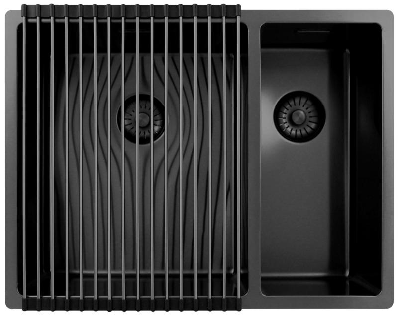 Pure.Sink Exclusivo Gun Metal 1.5 one and a half sink 34+18 cm 10mm radius PEX341840-61