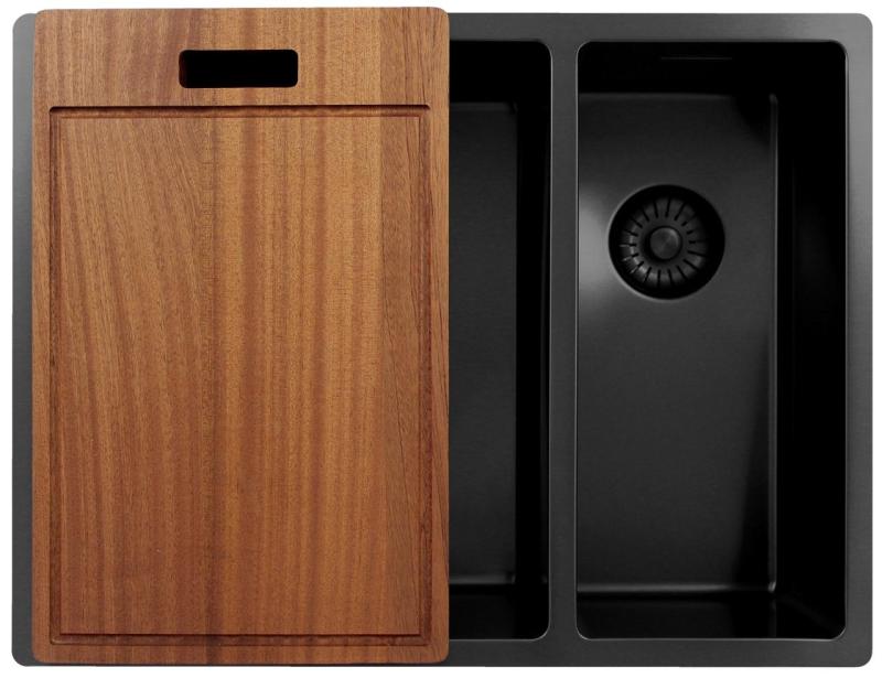 Pure.Sink Exclusivo Gun Metal 1.5 one and a half sink 34+18 cm 10mm radius PEX341840-61