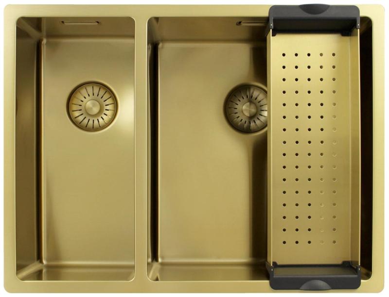 Pure.Sink Exclusivo Gold 1.5 one-and-a-half bowl sink 18+34 cm 10mm radius PEX183440-60