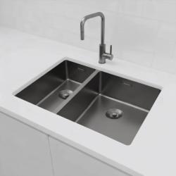 Pure.Sink Exclusivo Gun Metal 1.5 one and a half bowl sink 18+34 cm 10mm radius PEX183440-61