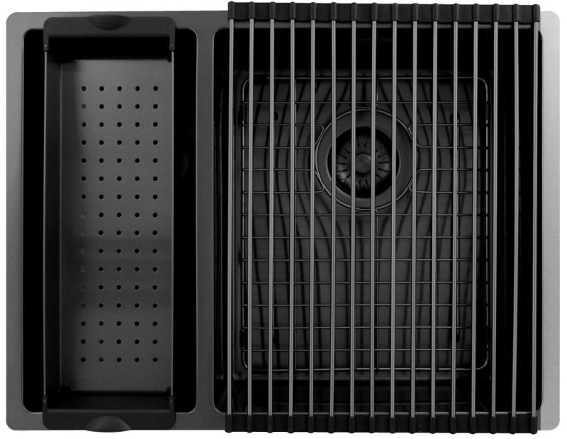 Pure.Sink Exclusivo Gun Metal 1.5 one and a half bowl sink 18+34 cm 10mm radius PEX183440-61