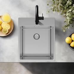 Pure.Sink Exclusive RVS sink 44x52 cm Tapwing with faucet hole bank 10mm radius PEX4040T-02