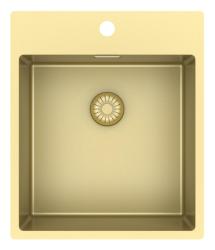 Pure.Sink Exclusive Gold Sink 44x52 cm Tapwing with faucet hole bench 10mm radius PEX4040T-60