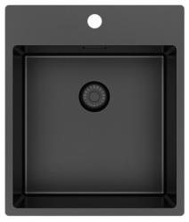 Pure.Sink Exclusivo Gun Metal sink 44x52 cm Tapwing with faucet hole bench 10mm radius PEX4040T-61