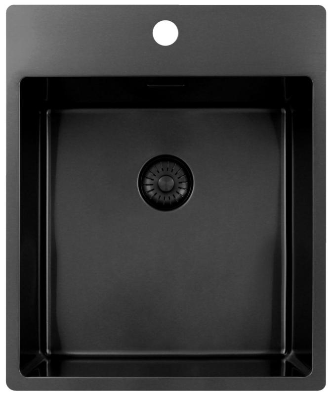 Pure.Sink Exclusivo Gun Metal sink 44x52 cm Tapwing with faucet hole bench 10mm radius PEX4040T-61