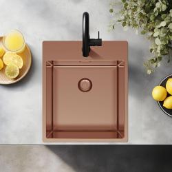 Pure.Sink Exclusive Copper Sink 44x52 cm Tapwing with faucet hole bench 10mm radius PEX4040T-62