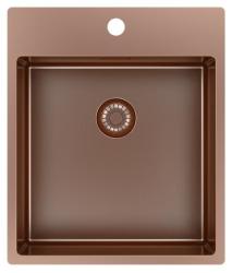 Pure.Sink Exclusive Copper Sink 44x52 cm Tapwing with faucet hole bench 10mm radius PEX4040T-62