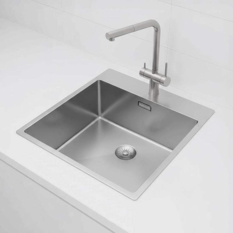 Pure.Sink Exclusivo Stainless Steel Sink 49x52 cm Tapwing with faucet hole bench 10mm radius PEX4540T-02
