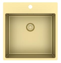 Pure.Sink Exclusive Gold sink 49x52 cm Tapwing with faucet hole bank 10mm radius PEX4540T-60