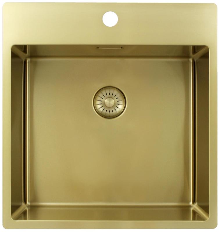 Pure.Sink Exclusivo Gold sink 49x52 cm Tapwing with faucet hole bank 10mm radius PEX4540T-60