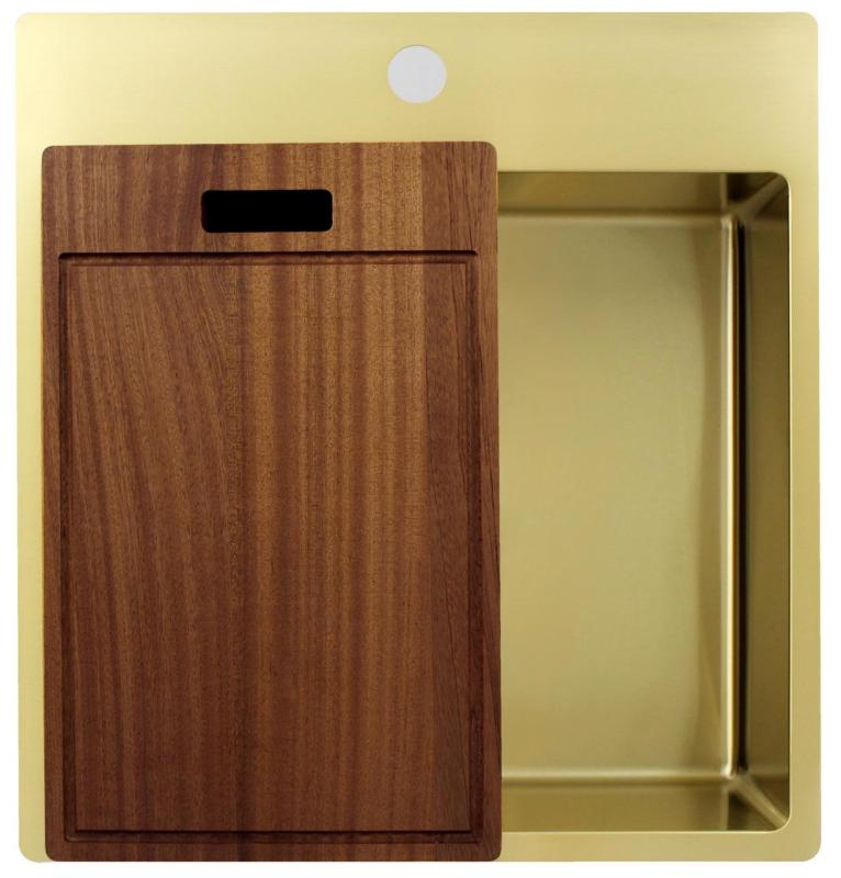 Pure.Sink Exclusivo Gold sink 49x52 cm Tapwing with faucet hole bank 10mm radius PEX4540T-60