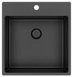 Pure.Sink Exclusive Gun Metal sink 49x52 cm Tapwing with faucet hole bench 10mm radius PEX4540T-61