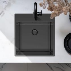 Pure.Sink Exclusive Gun Metal sink 49x52 cm Tapwing with faucet hole bench 10mm radius PEX4540T-61