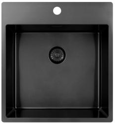 Pure.Sink Exclusivo Gun Metal spoelbak 49x52 cm Tapwing met kraangatbank 10mm radius PEX4540T-61