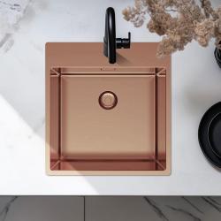 Pure.Sink Exclusive Copper Sink 49x52 cm Tapwing with faucet hole bench 10mm radius PEX4540T-62