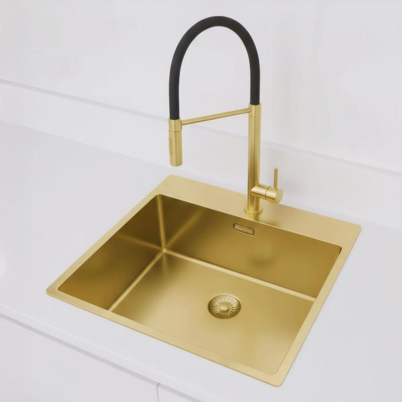 Pure.Sink Exclusivo Gold sink 54x52 cm Tapwing with tap hole bank 10mm radius PEX5040T-60