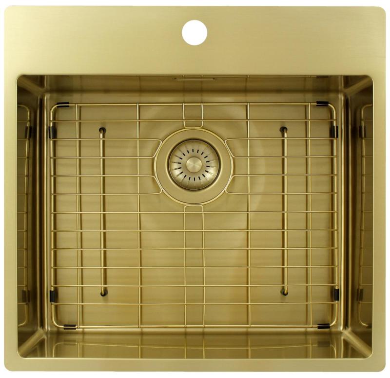 Pure.Sink Exclusivo Gold sink 54x52 cm Tapwing with tap hole bank 10mm radius PEX5040T-60