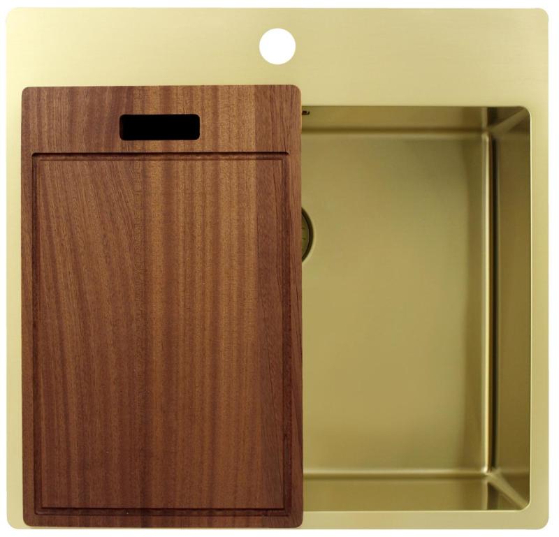 Pure.Sink Exclusivo Gold sink 54x52 cm Tapwing with tap hole bank 10mm radius PEX5040T-60