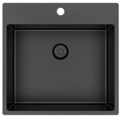 Pure.Sink Exclusive Gun Metal sink 54x52 cm Tapwing with faucet hole bank 10mm radius PEX5040T-61