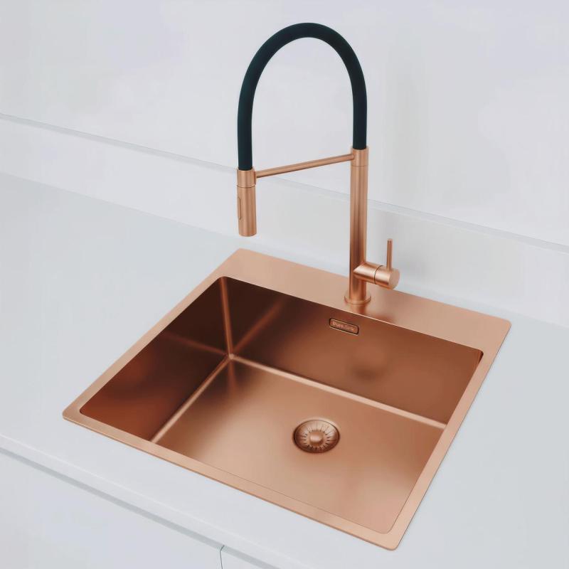 Pure.Sink Exclusivo Copper Sink 54x52 cm Tapwing with faucet hole bank 10mm radius PEX5040T-62