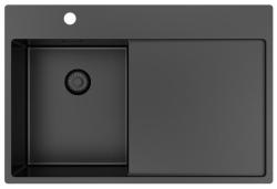 Pure.Sink Exclusivo Gun Metal small sink with draining area 78x52 cm Tapwing left PEX3478LT-61