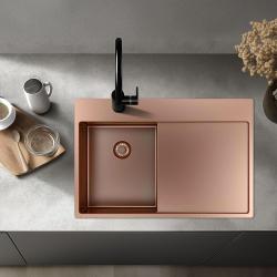 Pure.Sink Exclusive Copper small sink with draining area 78x52 cm Tapwing left PEX3478LT-62
