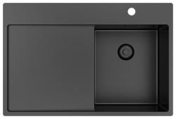 Pure.Sink Exclusive Gun Metal small sink with draining area 78x52 cm Tapwing right PEX3478RT-61