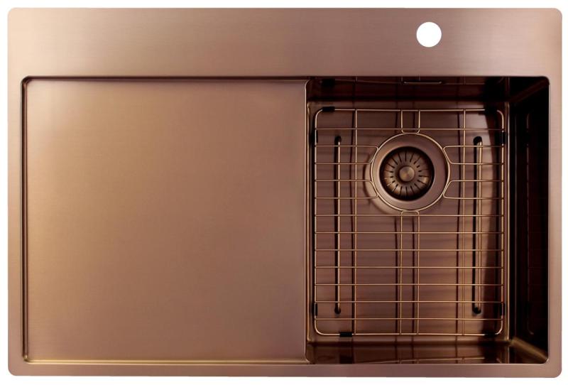 Pure.Sink Exclusivo Copper small sink with drainer 78x52 cm Tapwing right PEX3478RT-62