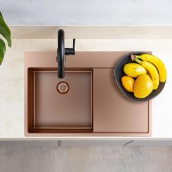 Pure.Sink Exclusive Copper Sink with Draining Area 78x52 cm Left Tapwing PEX4078LT-62