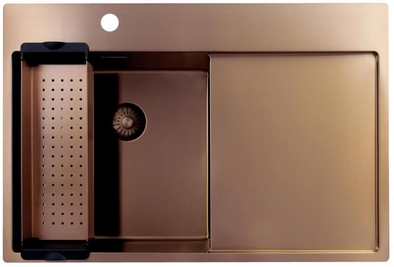 Pure.Sink Exclusivo Copper Sink with Draining Area 78x52 cm Left Tapwing PEX4078LT-62