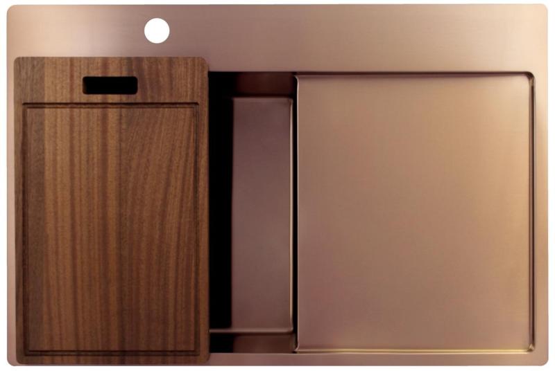 Pure.Sink Exclusivo Copper Sink with Draining Area 78x52 cm Left Tapwing PEX4078LT-62