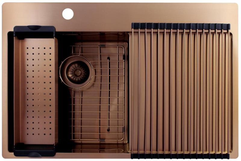 Pure.Sink Exclusivo Copper Sink with Draining Area 78x52 cm Left Tapwing PEX4078LT-62