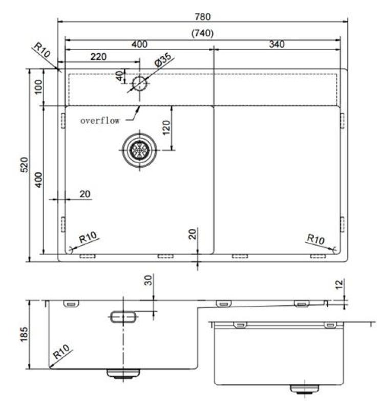 Pure.Sink Exclusivo Copper Sink with Draining Area 78x52 cm Left Tapwing PEX4078LT-62