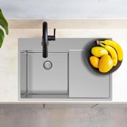 Pure.Sink Exclusive stainless steel sink with draining area 78x52 cm Tapwing right PEX4078RT-02
