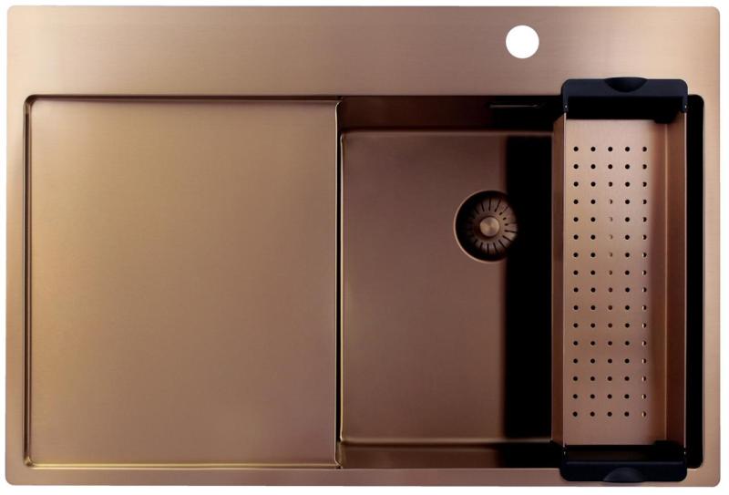 Pure.Sink Exclusivo Copper sink with draining area 78x52 cm Tapwing right PEX4078RT-62