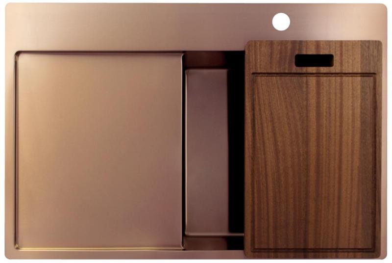 Pure.Sink Exclusivo Copper sink with draining area 78x52 cm Tapwing right PEX4078RT-62