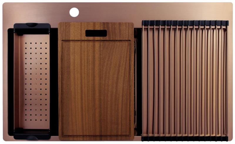 Pure.Sink Exclusivo Copper sink with drainer 86x52 cm Tapwing left PEX5086LT-62