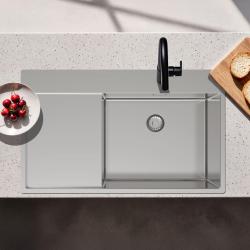 Pure.Sink Exclusive RVS sink with drainer 86x52 cm Tapwing right PEX5086RT-02