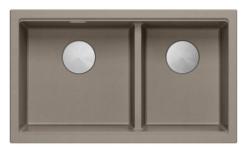 Quadri Newport II Double Taupe Granite Built-in Sink 76x45 cm with Stainless Steel plug 1208971372